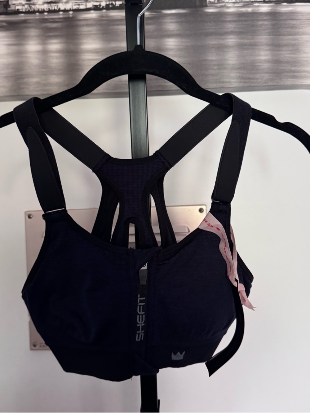SheFit Front-Zip High Support Sports Bra in Navy women XS